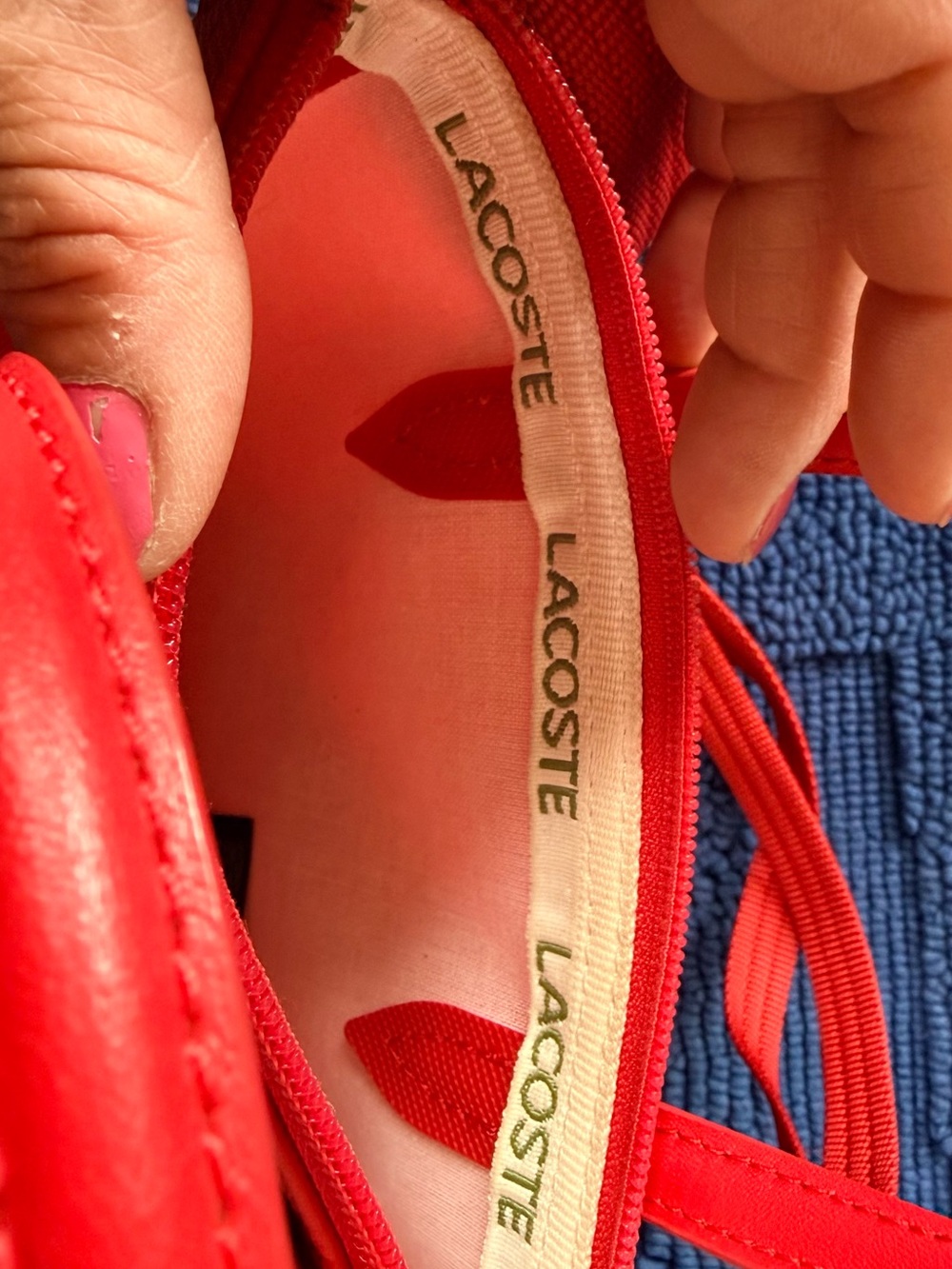 Lacoste Bright Red Crossbody Mini Tote Bag - Picture 5 of 9